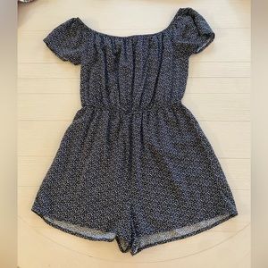 Cute dark blue and huge pattern romper